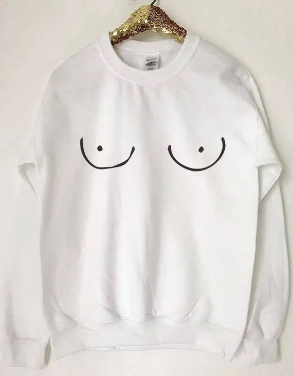 Sugarbaby Boob Outline Sweatshirt Cute boob Top Tumblr Girl Power Jumper Boobies Save the tatas Boob Outline Sweatshirt Dropship