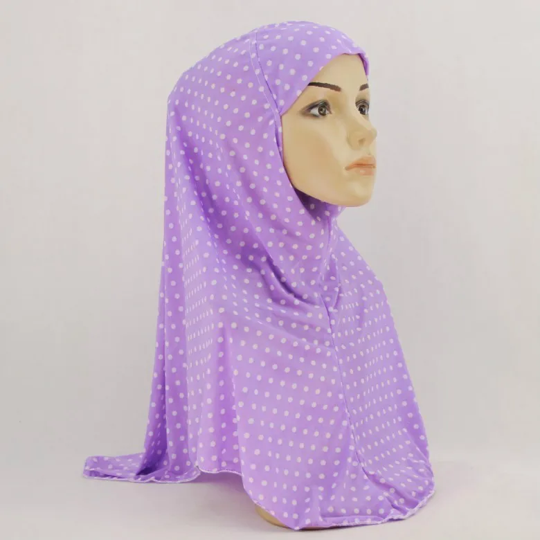 Голубые розовые фиолетовые черные мусульманские головные уборы в горошек с
