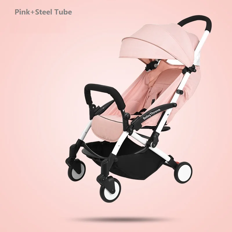 Pink Steel Tube Детский трон портативный многофункциональный детский зонт коляска легкая вес новорожденных детская коляска - Цвет: Pink Steel Tube