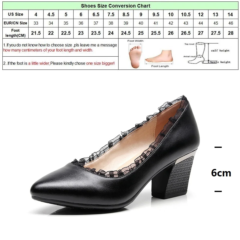 

DRFARGO 2019 Shoes Women Office Lady Pumps Square Heel Shallow Mouth Lace Wedged Pointed Toe size34-40 Black Matte Mujer Zapatos