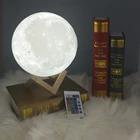 3d-лампа в форме Луны, цветная перезаряжаемая через USB лампа, сенсорный выключатель, светодиодный ночсветильник, украшение для спальни, подарок на день рождения