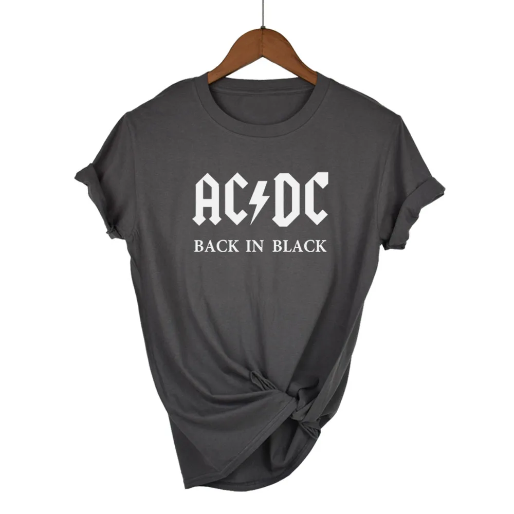 2019 новая harajuku AC/DC черная группа рок футболка Женские футболки acdc принт