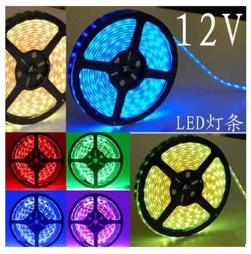 200m/ lot  5050 Waterproof/Not waterproof LED strip light 12V flexible light 60leds/m,white Warm White,Blue,Green,Red,Yellow,RGB