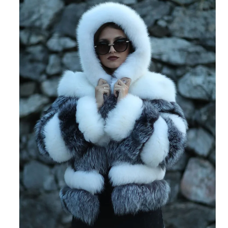 TOPFUR Real Fox Fur Coat Top Grade Whole Skin Womens Coats Winter Park With Natural Thick Warm O-Neck Party Dress Full | Женская одежда