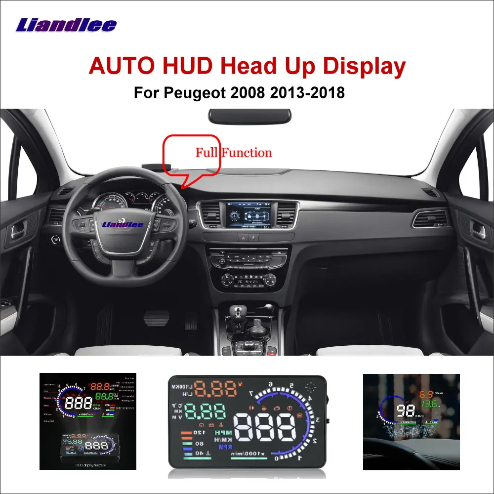 Полнофункциональный автомобильный проекционный дисплей Liandlee HUD для Peugeot 2008 2013 2018