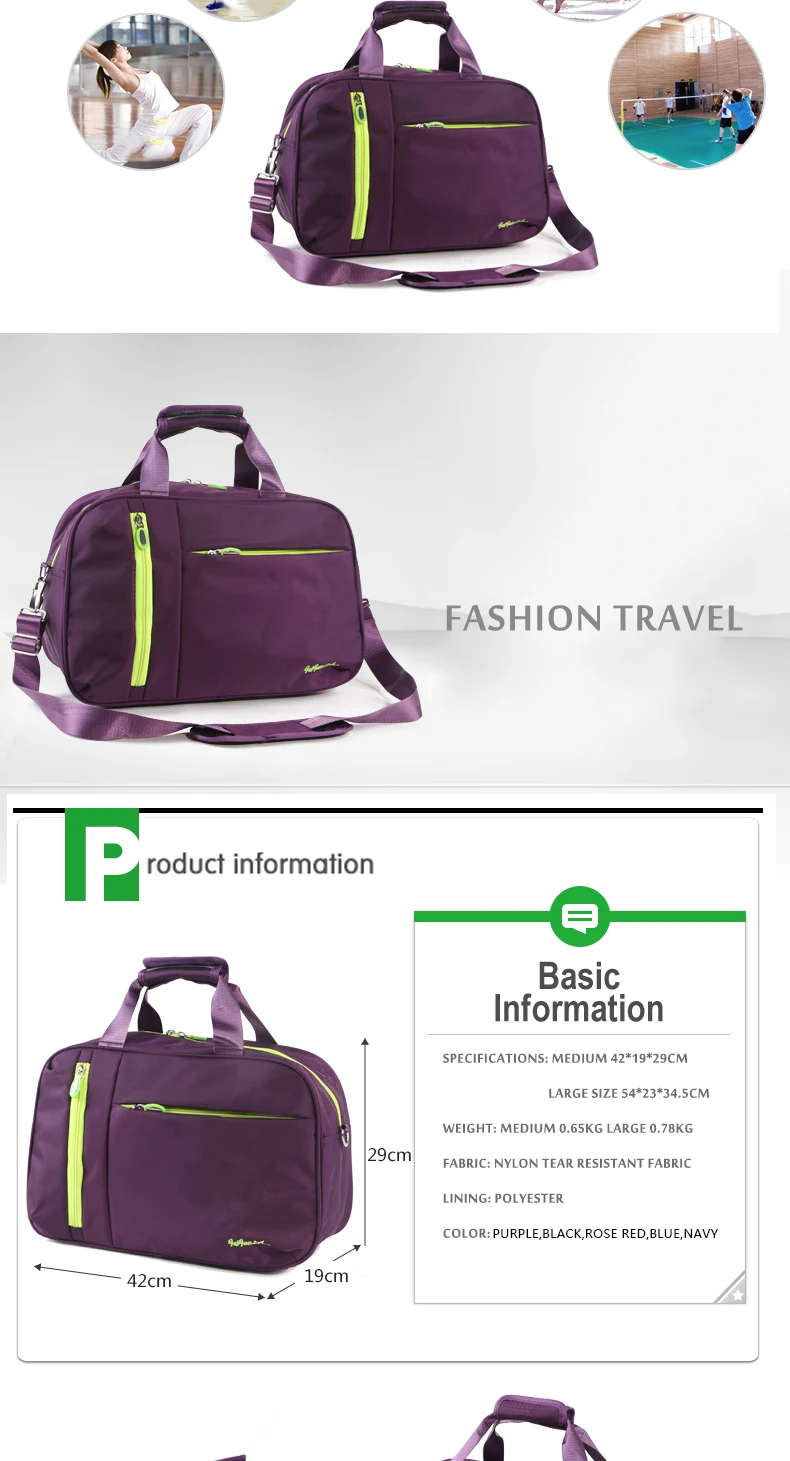 Wobag новая нейлоновая Повседневная одноцветная Сумка-тоут для багажа, водонепроницаемые женские дорожные сумки, мужские портативные дорожные сумки