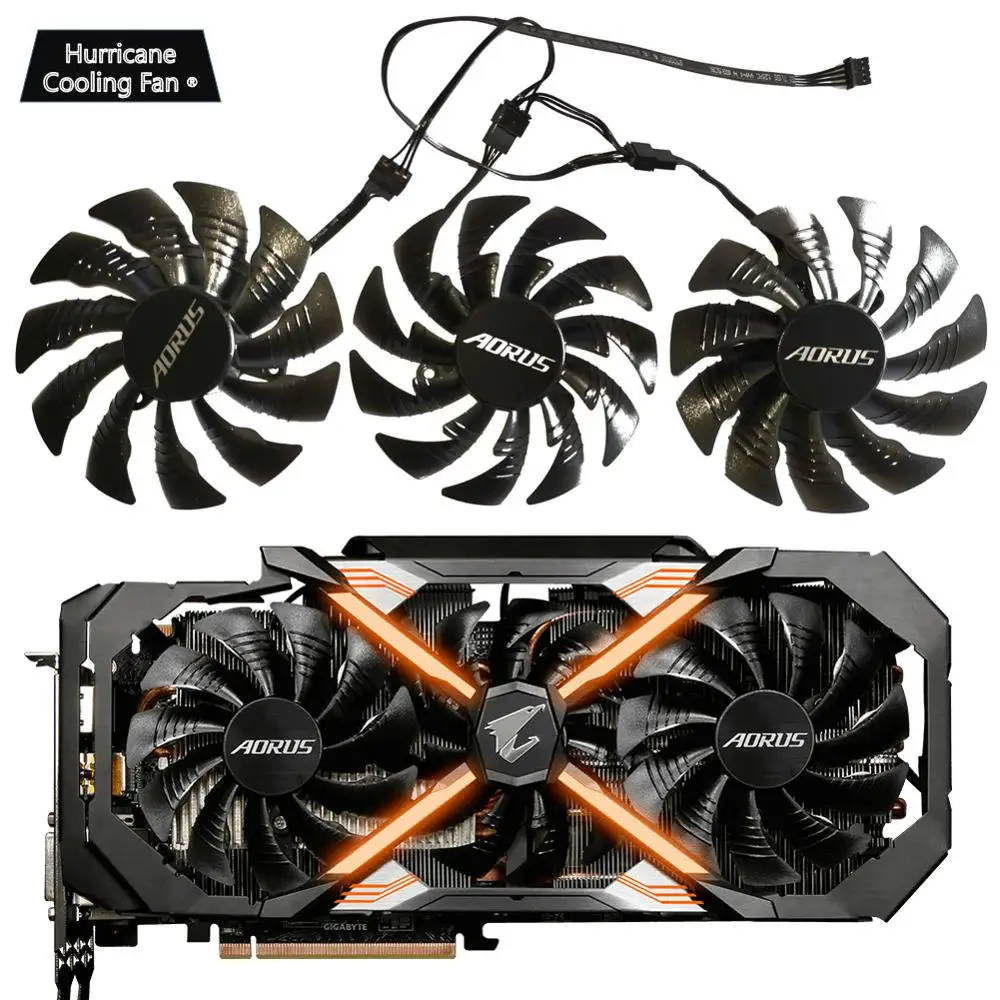 Вентилятор для видеокарты GIGAYTE AORUS GeForce GTX 1080 Ti 1080Ti RTX2060 Xtreme Edition 95 мм T129215BU 12 В 0 55a