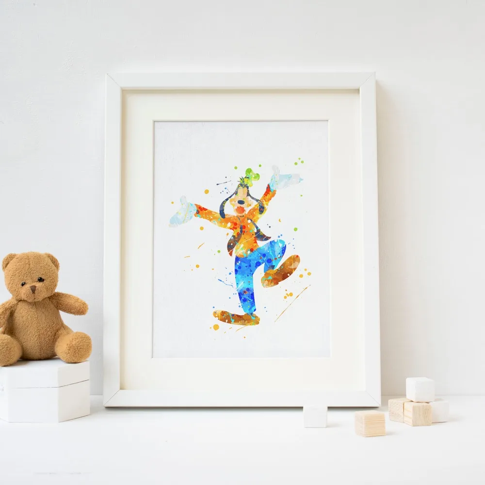 Печать на фотографиях Goofy. плаката акварелью Настенный декор для детской комнаты