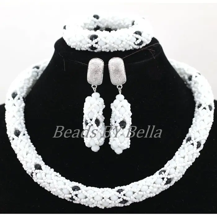 Комплект ювелирных изделий из белых кристаллов ручной работы комплект бусин и