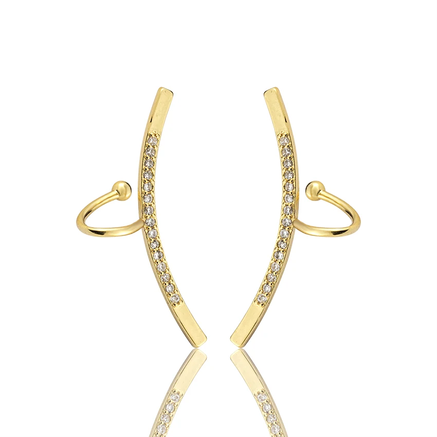 2017 Dainty Statement Earrings For Women Ear Cartilage Cuff jewelry Boucle D'oreille Zircon Curved Bar Line Jacket | Украшения и