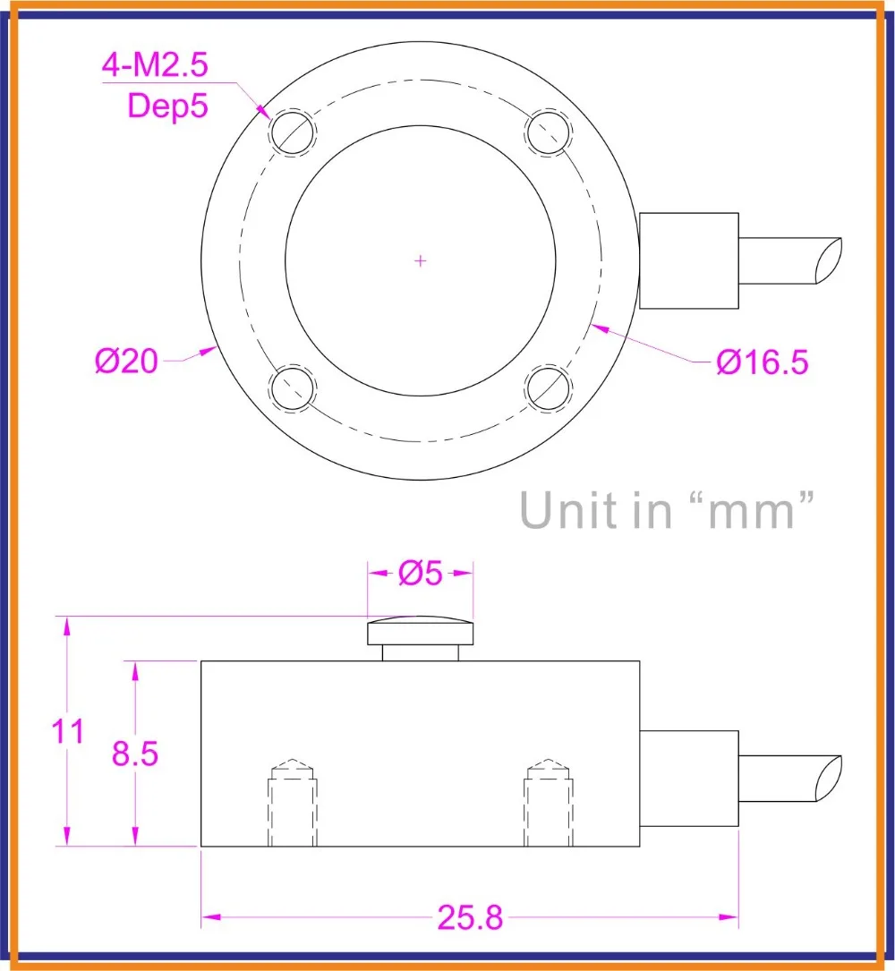 Button type load cell 50N compression 5kg small size weight sensor |