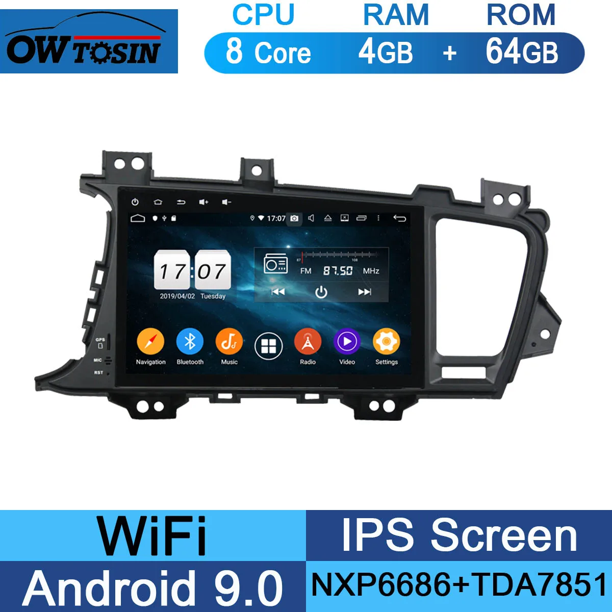 64G " ips Android 9,0 8 ядерный 4G+ 64G Автомобильный мультимедийный плеер для KIA Optima K5 2010 2011 2012 2013 gps Радио Parrot BT DSP - Цвет: 64G