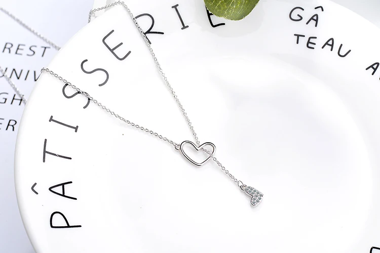 Новая мода 925 пробы серебро Бесконечность двойная Forever Love цепочка подвеска ожерелья для женщин Стерлинговое серебро ювелирные изделия