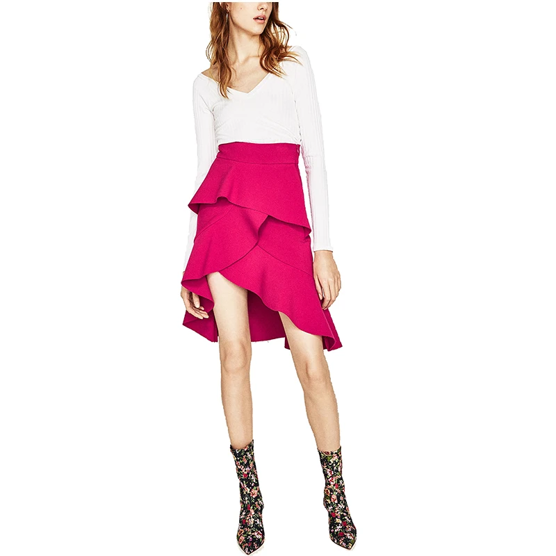 NYMPH женские юбки с высокой талией на лето 2017 новое поступление оборками длиной до