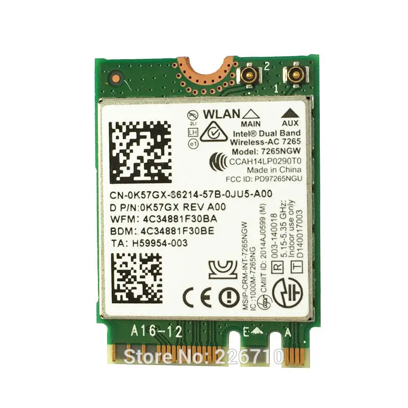 802.11ac 867m 2x2 Wifi Bluetooth BT4.0 2 4G/5G NGFF карта Двухдиапазонная Беспроводная-AC 7265 7265NGW модуль