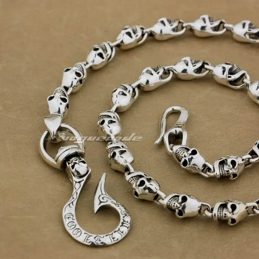 Женский серебряный брелок с крупными тяжелыми черепами мужской Байкерский рок
