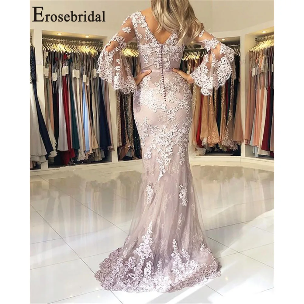 Женское вечернее платье с v-образным вырезом Erosebridal Элегантное длинное кружевной
