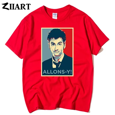 RED Одежда для пары «Доктор Кто Давид»; tennant allons-y; Мужская футболка с короткими рукавами и круглым вырезом для мальчиков - Цвет: RED