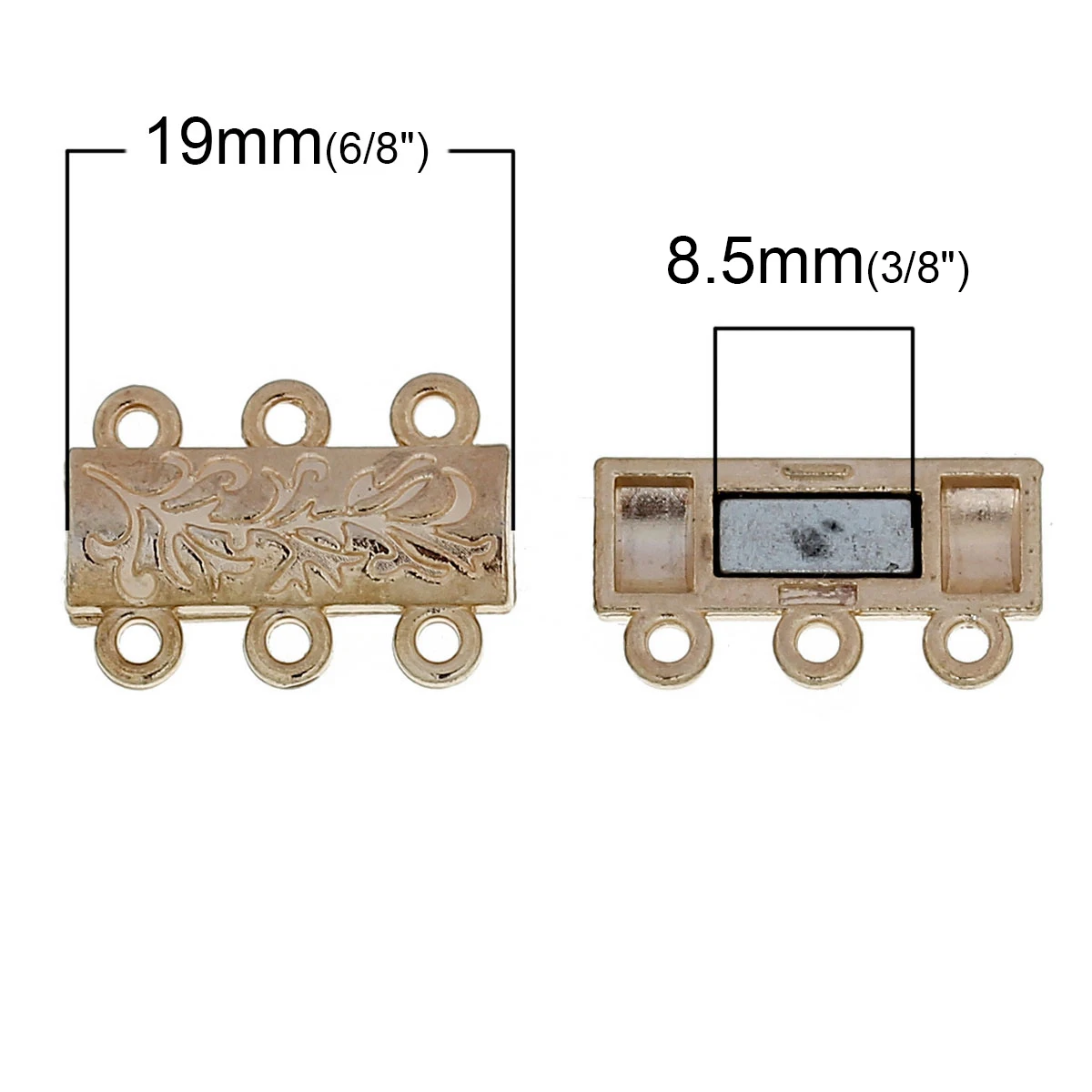 DoreenBeads 2 шт. магнитные застежки прямоугольный золотой цветок для