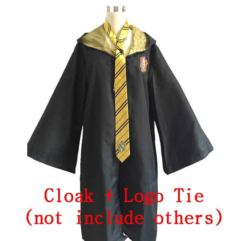 Adult Hufflepuff Халаты Галстуки шарфы шапка Гриффиндор Ravenclaw Слизерин Хаффлпафф костюмы для косплея плащи шарфы для взрослых детская одежда - Цвет: Adult Hufflepuff