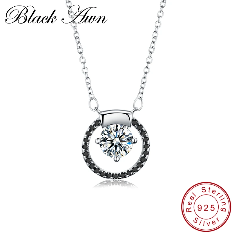 

[BLACK AWN] Classic 925 Sterling Silver Round Necklace for Women Fine Silver 925 Jewelry P167