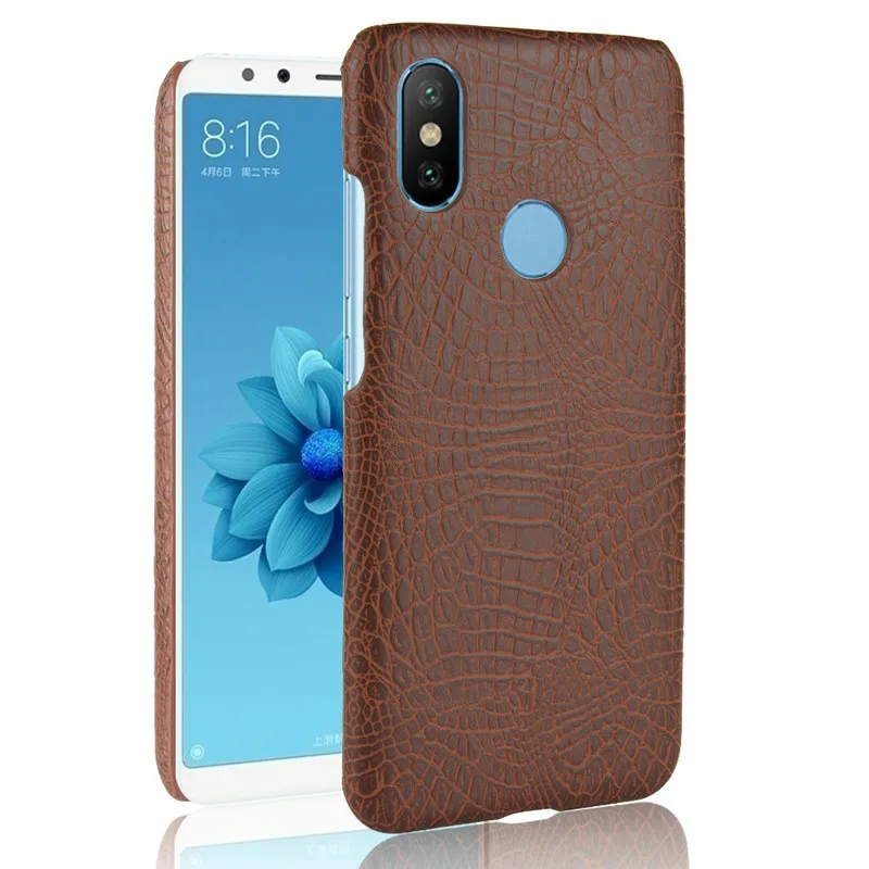 Роскошные крокодиловой кожи Pattern Жесткий PC Обложка для Xiaomi Mi A2 Lite Защитный
