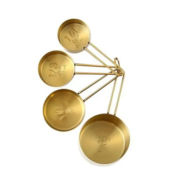 4pcs golden 4 шт./компл. мерный стаканчик металлическая ложка для мороженного дома Кофе Чай торт порошок мерные ложки для выпечки инструмент Многофункциональный Кухня набор инструментов - Цвет: 4pcs golden