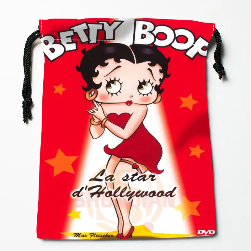 Новая сумка для хранения с принтом Betty Boop, 27x35 см, сатиновые сумки со шнурками, компрессионные сумки, индивидуальные подарки для вашего образа - Цвет: 12