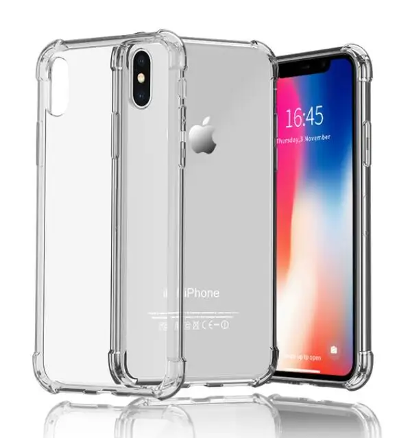 Чехол для iPhone X S Max XR Knockproof чехол 7 8 Plus 5 5S SE 6 Прозрачные задние крышки