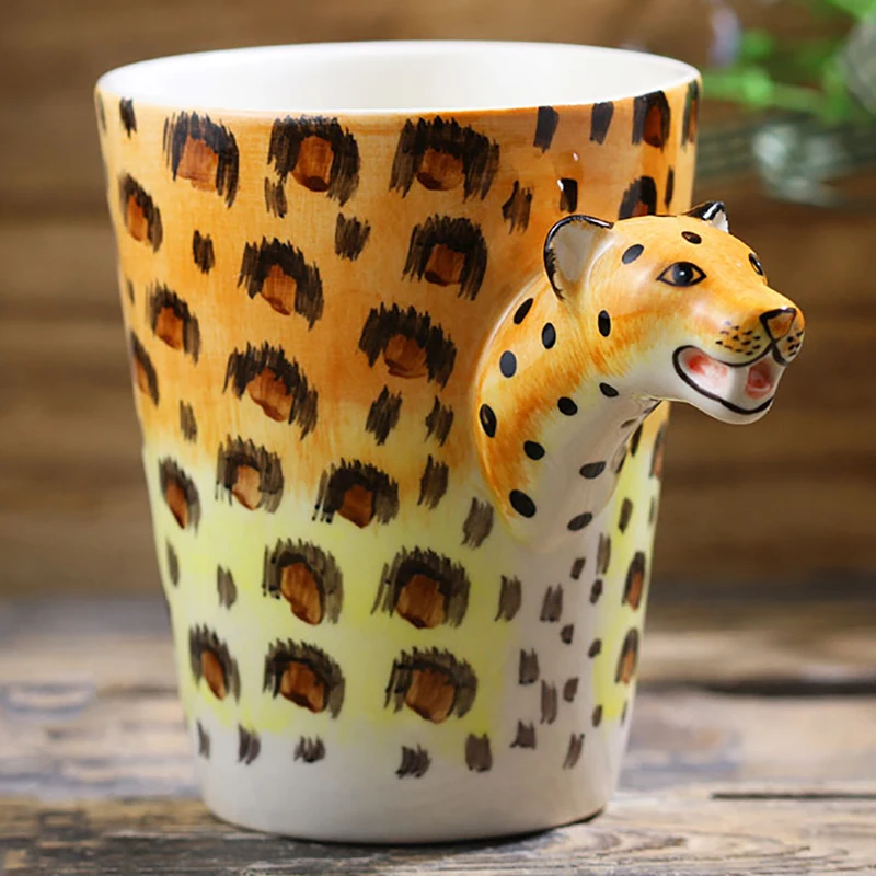3D стерео леопардовая кофейная кружка ручная работа животные креативная