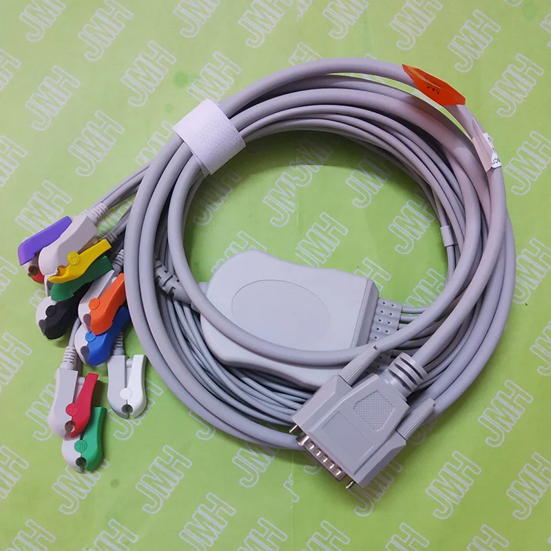 Совместим с EDAN SE 1/SE 3/SE 601A EKG машина цельный 10 свинцовый ECG кабель и зажим leadwires IEC