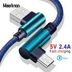 L Type Micro USB кабель 2,4 А, быстрая зарядка, usb-шнур, кабель 90 градусов для Samsung Sony Xiaomi LG HTC Android мобильный телефон, кабели