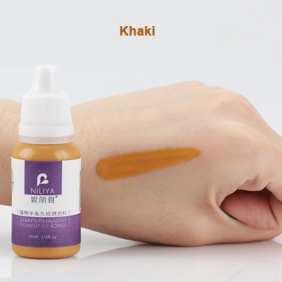 khaki 1 шт. тату запасные чернила пигмент для микроблейдинга Профессиональный постоянный макияж легкая окраска Микро Пигмент для подводки глаз/бровей/губ - Цвет: khaki