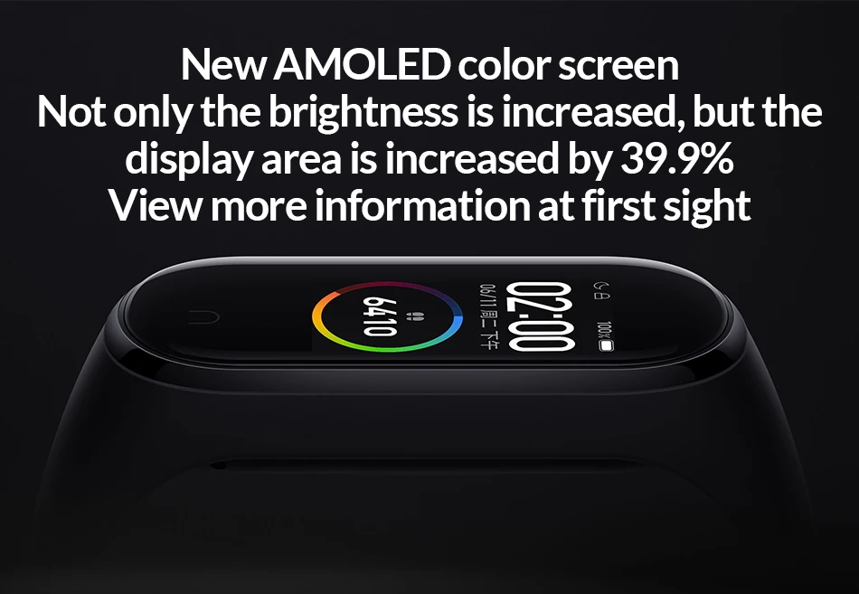 Xiaomi MiBand 4 Смарт Bluetooth 5,0 Браслет фитнес-браслет AMOLED цветной сенсорный экран китайская версия