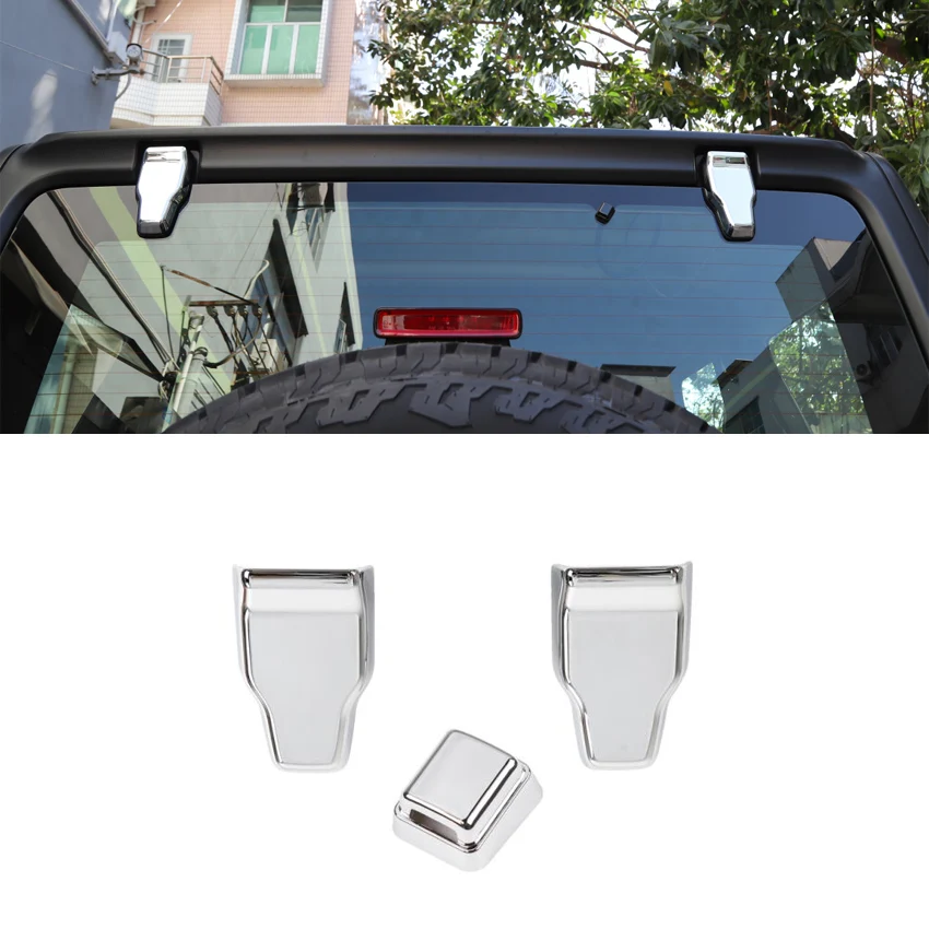 For Jeep Wrangler JL 2018+ Car Rear Window Hinge and Rain Wiper Nozzel Decoration Cover Trim Styling 3Pcs/set Chrome ABS | Автомобили и