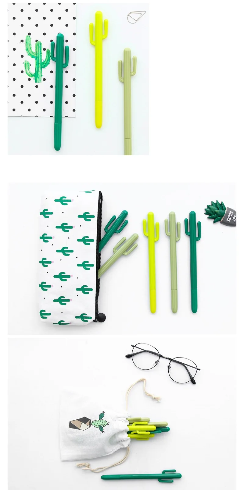6 шт гелевая ручка с кактусами 0,5 мм шариковая ручка черного цвета чернила канцелярские принадлежности офисные принадлежности Школьные принадлежности Canetas escolar F296