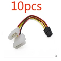 10pcs 2dual 4 pin molex ide to 6 pin pci e graphic card y power cable adapter