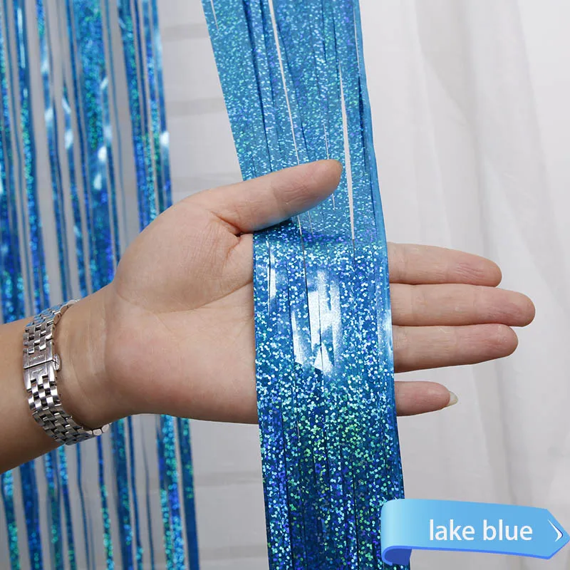 Glitter lake blue Свадебный фон занавеска Золотая мишура бахрома шторы из фольги День Рождения украшения стены блесток фон блестящие занавески Swag - Цвет: Glitter lake blue