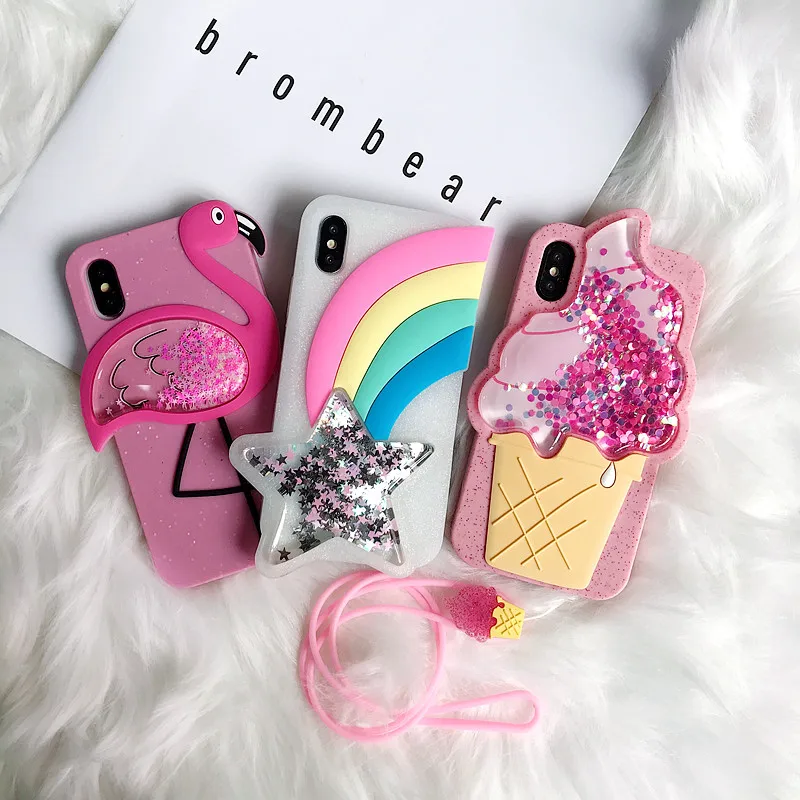 3D клубничный жидкий зыбучий песок Ананас мороженое арбуз чехол для iPhone X XS MAX XR 5 5S