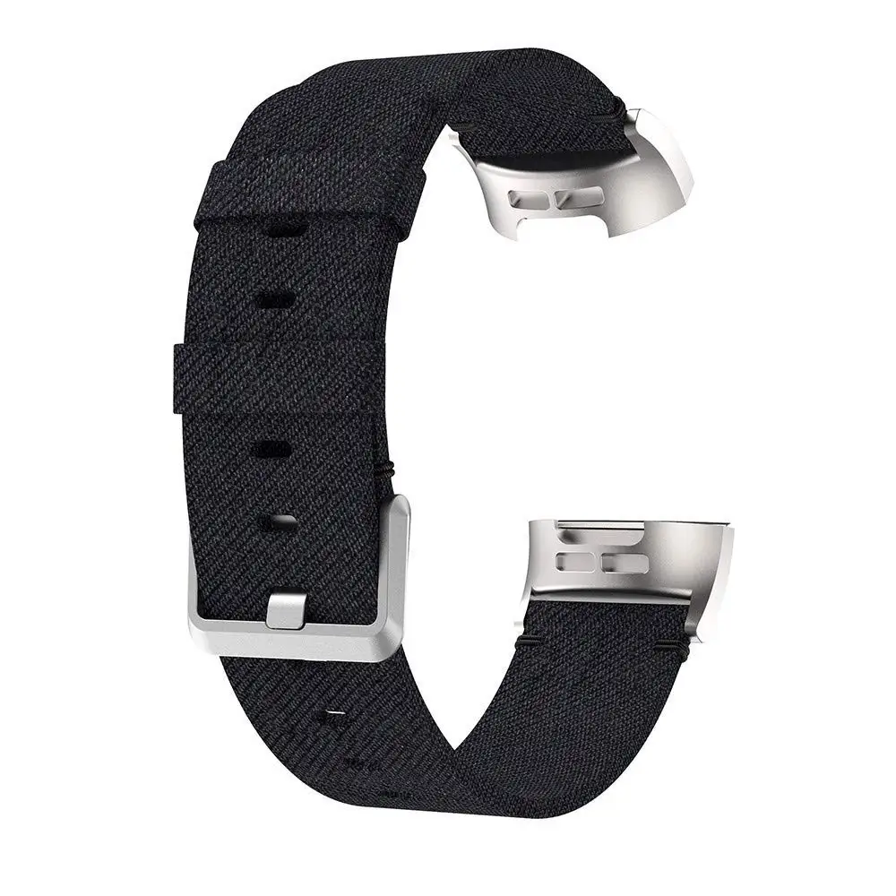 Black Ktab смотреть группы для Fitbit заряд 3 Холст Кожа Спорт ремешок замена Смарт-часы ремешок для Fitbit заряд 3 - Цвет: Black