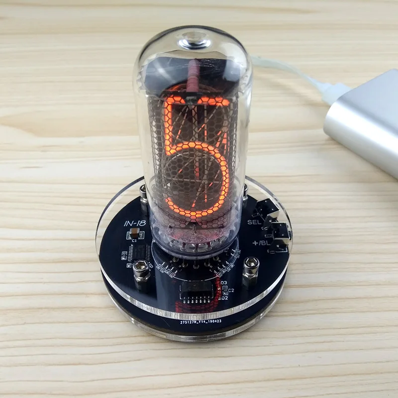 Цифровые настольные мини-часы Nixie USB винтажные одиночные часы IN-18 светящаяся