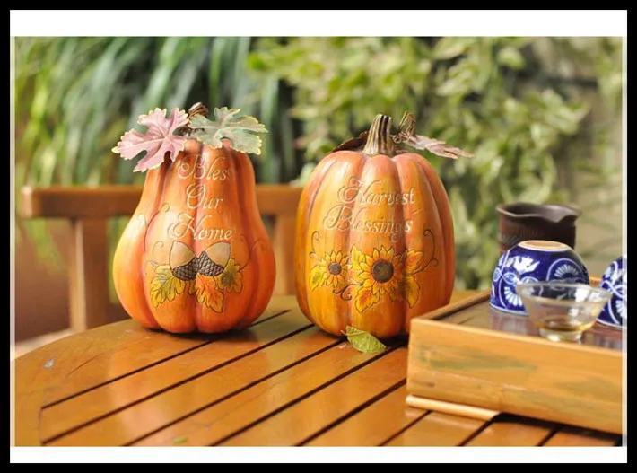 Decorative Crafts Resin Pumpkin Figurines Garden Ornaments Home Decor Halloween Decoration ElimElim | Дом и сад