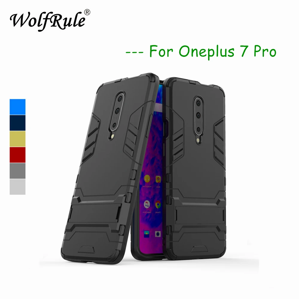 Противоударный чехол Oneplus 7 Pro мягкий резиновый + пластиковый для с подставкой One