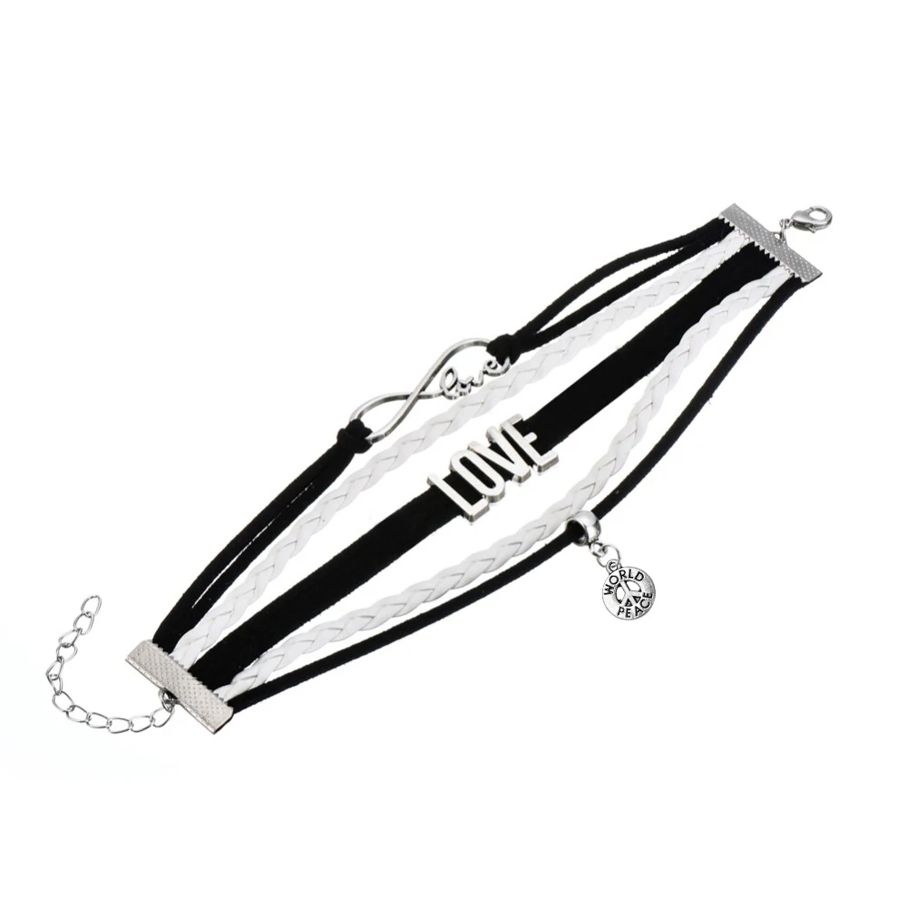 Skyrim Multi-layer Braided Bracelets LOVE Connect With WORLD PEACE Logo Charm Hot Sale Jewelry Best Gift | Украшения и аксессуары