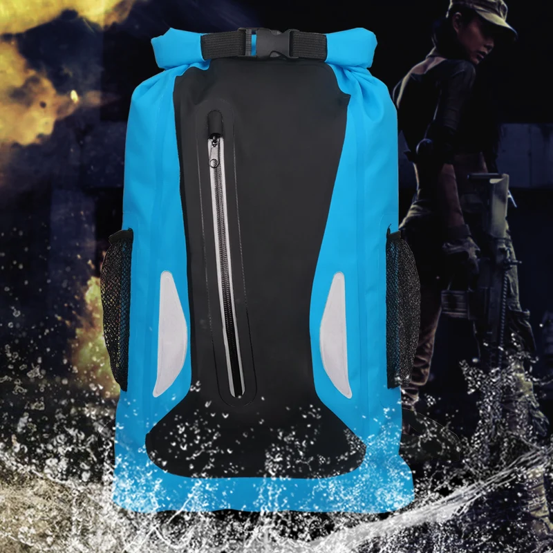 Outdoor River Trekking Bag Dry Sack Bag Double Shoulder Straps Water Pack Swimming Backpack Waterproof Bag for Drifting Kayaking