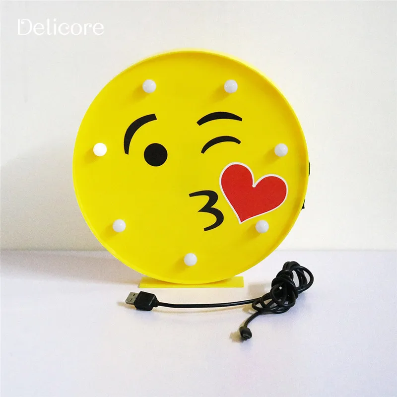 DELICORE 7 огни желтый круглый Пластик эмоция лицо лампы теплый белый Biow поцелуй