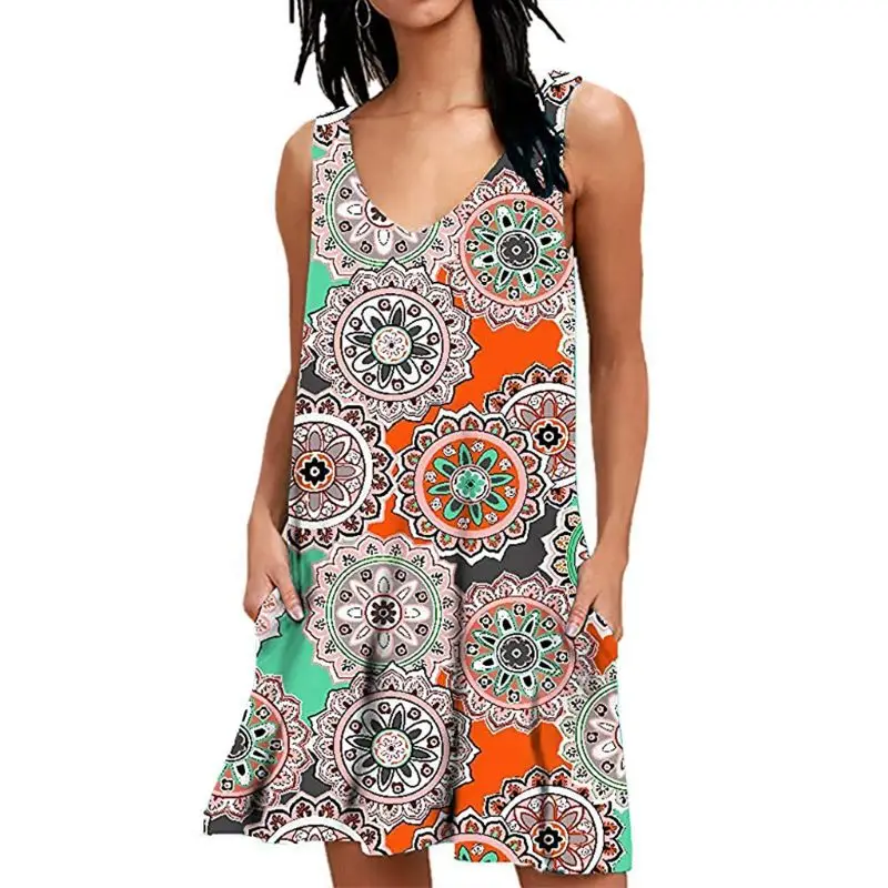 Женская летняя повседневная футболка без рукавов с карманами Пляжное простое