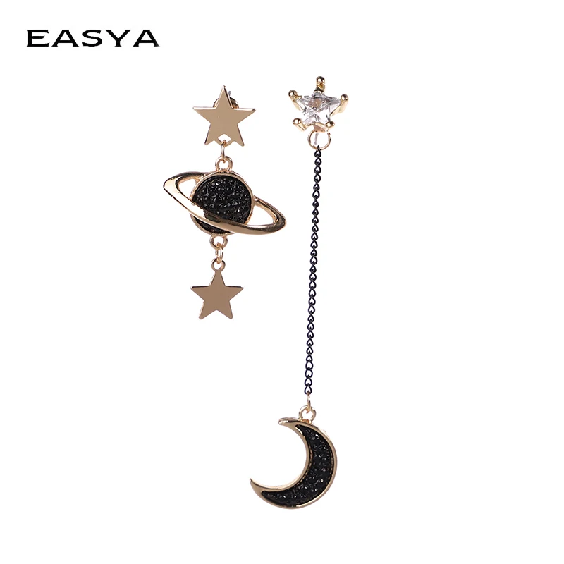 EASYA Новая мода Moon Star Асимметрия серьги 2018 Для женщин девушки Вселенная Форма