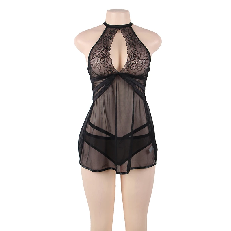 black lingerie Comeondear, эротическая одежда для женщин, открытая ягодица, кружевное цветочное женское сексуальное нижнее белье, горячее прозрачное, 5XL, Эротическое платье для секс-игр RA80661 - Цвет: black lingerie