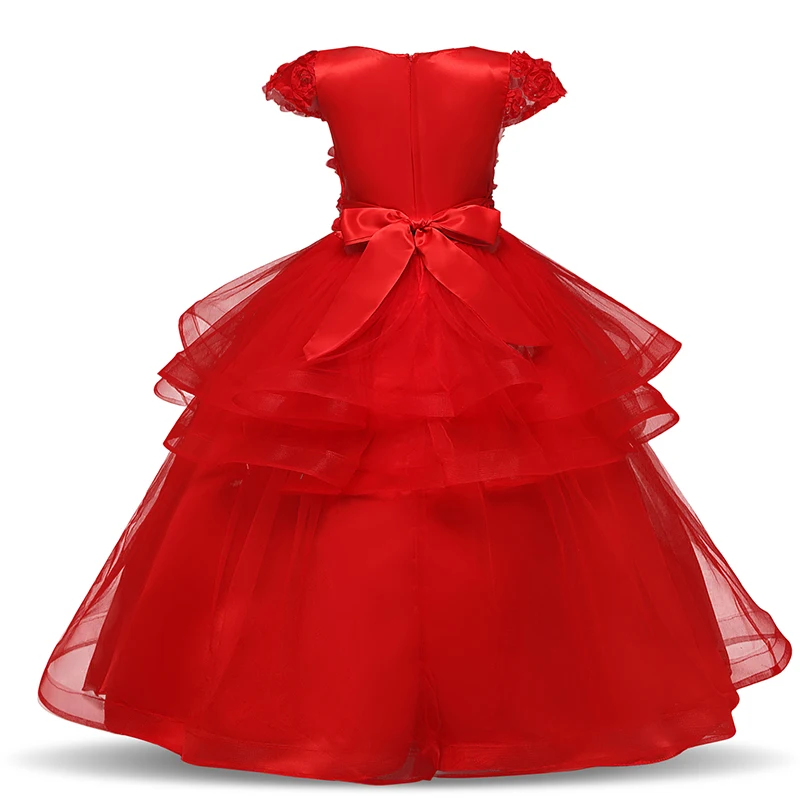 Princess Dress for Girls Solid Party Dresses Children Summer 10 to 12 Years Vestido Batizado Clothes | Детская одежда и обувь